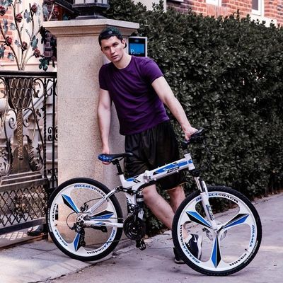 Individuell angepasster Kohlenstoffstahlrahmen Vollfederung Klappfahrrad Klappfahrrad Mountainbike mit 200 kg Tragfähigkeit