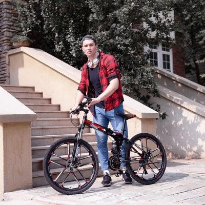 Customized 20 24 26 Zoll Vollfederung Klapprad mit angeschlossenem Getriebehandgriff und Carbon Stahlrahmen