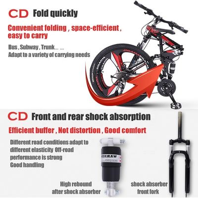 Customized OEM Full Suspension Mountain Bike met 26&quot; wielgrootte en opvouwbaar koolstofstaal frame