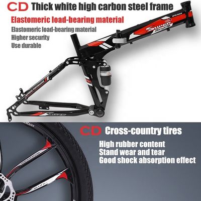 Customized OEM Full Suspension Mountain Bike met 26&quot; wielgrootte en opvouwbaar koolstofstaal frame