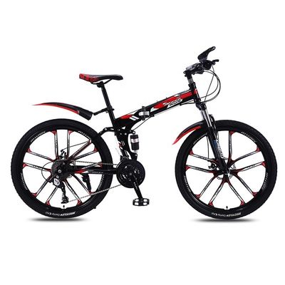 Customized OEM Full Suspension Mountain Bikes 24 26 29 Inch Carbon Steel Frame Folding Bicycle with Integrated Shift Levers