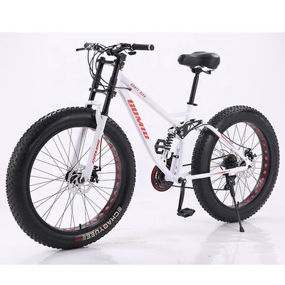 Fat Tire Bike Fatbike Anpassbarer Kreuzfahrer Schnee Vollfederung Mountain Bike Strandfahrräder Weichschwanzrahmen 21 Geschwindigkeit