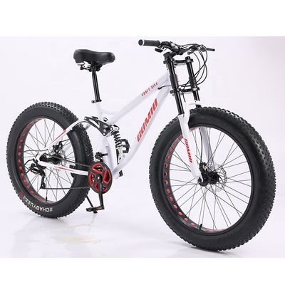Fat Tire Bike Fatbike Anpassbarer Kreuzfahrer Schnee Vollfederung Mountain Bike Strandfahrräder Weichschwanzrahmen 21 Geschwindigkeit