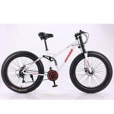 Fat Tire Bike Fatbike Anpassbarer Kreuzfahrer Schnee Vollfederung Mountain Bike Strandfahrräder Weichschwanzrahmen 21 Geschwindigkeit