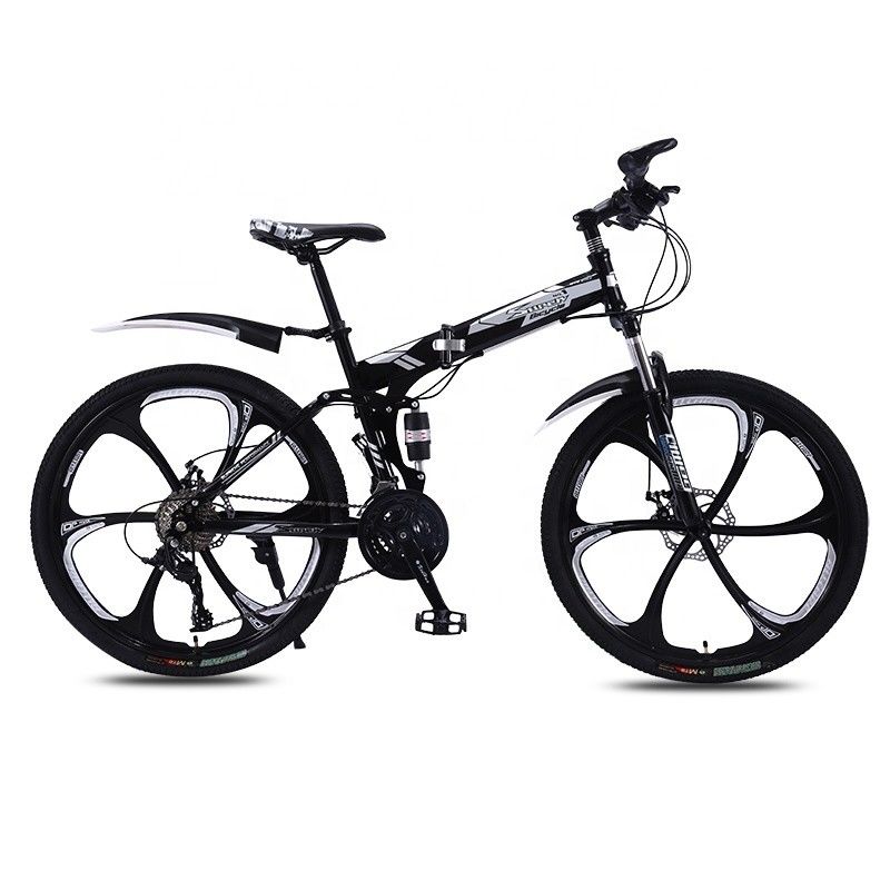 20 24 26 Zoll angepasste Vollfederung Klapp Mountainbike Schwarz Silber Weiß Blau Kohlenstoffstahl Fahrrad