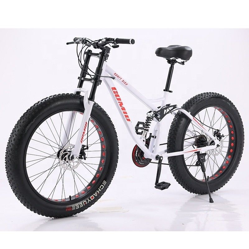 Fat Tire Bike Fatbike Anpassbarer Kreuzfahrer Schnee Vollfederung Mountain Bike Strandfahrräder Weichschwanzrahmen 21 Geschwindigkeit